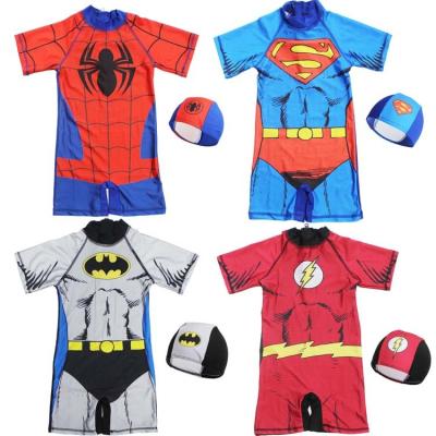 China Boy Swimsuit Cartoon Boys Breathable Swimming Trunks With Hat Dropshipping Wholesale For 2-11 Years Swimwear Set for sale