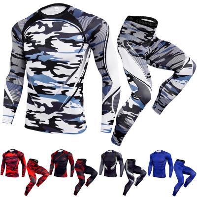 China 2pcs/set Men's Fitness Clothing Set Breathable Workout Clothes Men's Sportswear Gym Basketball Clothing Mens Jogging Running Fitness Clothing for sale