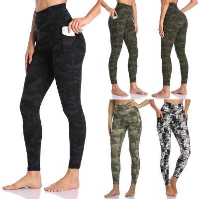 China 2021 Breathable Camouflage Yoga Pants With Pockets For Elastic Waist Yoga Women Sexy Women Gaiters Top Push Up Ankle Length for sale