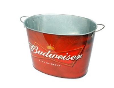 China Durable Oval Galvanized 15L Ice Bucket With Metal Handles Beer Ice Bucket Beverage Ice Bucket For Bar, Household for sale