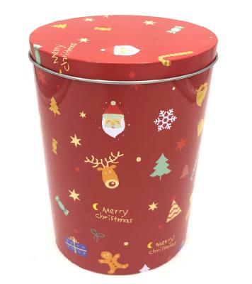 China Boxed Food Christmas Food Grade Candy Jar Ellipse Tin Box For Food Packaging Custom Design Cookie Tin Box for sale