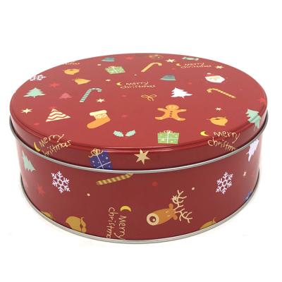 China Hot Sale Christmas Decorative Canned Food Candy Can Cylindrical Gift Tin Box Custom Design Cookie Tin Box for sale