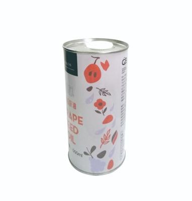 China Food Cooking Oil Tin 500ml Extra Virgin Round 0.5 Liter Container Olive Oil Packaging Guangdong Factory for sale