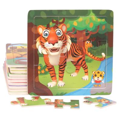 China Toy Fun Play City Chinese Cartoon Zodiac Animals Wooden Puzzle 9pcs With Storage Tray Pre Educational Toys For Toddlers Baby WD21105 for sale