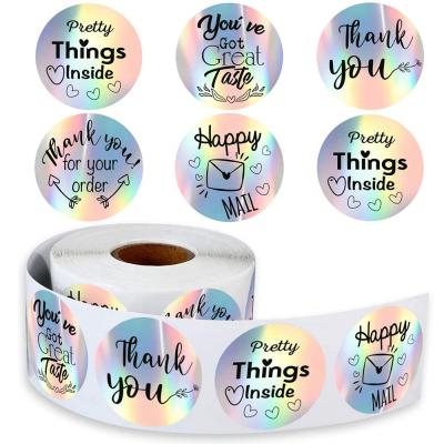 China Waterproof Custom Hologram Stickers Mark Thank You, New Wholesale Thank You Stickers Roll For Small Business for sale