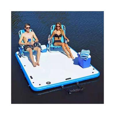 China Fishing Magic Buoy Raised Mat Water Floating Pontoon Swimming Floating Dock Inflatable Fishing Platform 1m*1m*10cm for sale