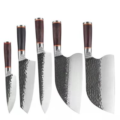 China Viable Handmade Butcher Knife Forged Hunting Outdoor Belt Stainless Steel Meat Cleaver Chef Kitchen Knife Barbecue Leather Case for sale