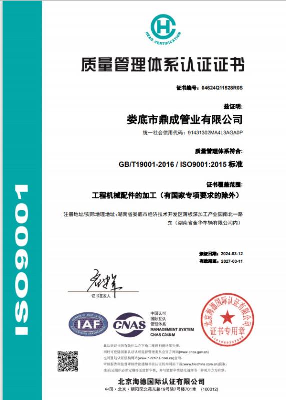 ISO9001 - Loudi Dingcheng Pipe Industry Co., Ltd.