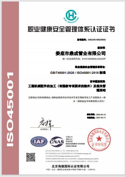 ISO45001 - Loudi Dingcheng Pipe Industry Co., Ltd.