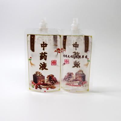 China Custom Printed Security Doypack Stand Up Pouch With Spout For Chinese Herbal Liquid for sale