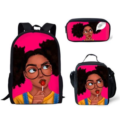 China Customized Customize Logo Popular Art African Backpack American Elementary School Girl Backpack for sale