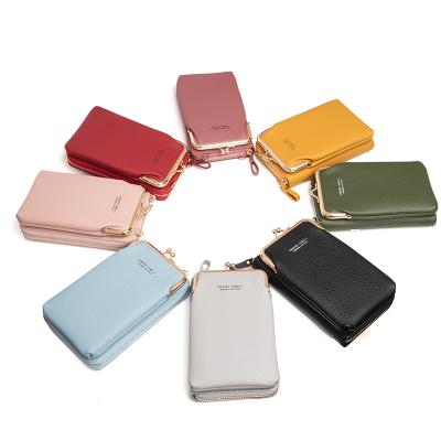 China Unique High Quality With Cheap Colorful PU Leather Wallet Price Phone Red Cross - Body Shoulder Bag Phone Bag Korean Style Sling Bags for sale