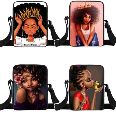 China Unique high quality with cheap price designer custom canvas printed cross - body shoulder bag black girl messenger bag for sale