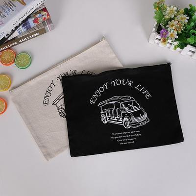 China Promotional Custom Cosmetic Pouch Cotton Cosmetic Bag Wholesale Fashion Travel Makeup Canvas Cosmetic Bag With Zipper for sale