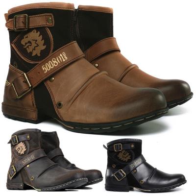 China Fashionable Ankle High Motorcycle Boots British Men's Retro Working Anti-slippery Boots For Sale for sale