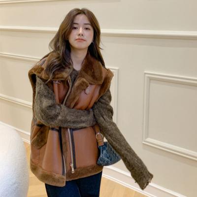 China Waterproof High Quality Women  Sheepskin Double Face Fur and Leather Vest  Custom Logo Winter  Thick Vest Coat for sale