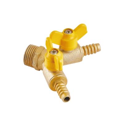 中国 Brass Butterfly Handle Double Fork 90 degree brass gas ball valve 販売のため