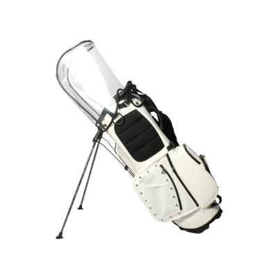 China Golf Stand Bag PU White Color Golf Stand Bags With PVC Raincover for sale