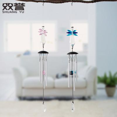 China Small Decorative Angel Wind Chime Industrial Fresh Home Crystal Stick Aluminum Wind Chime Girl Gift for sale