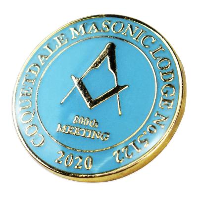 China Custom Made/Fashion/Personality Custom Round Shaped Metal Masonic Soft Enamel Lapel Pin Masonic Conference Badge for sale