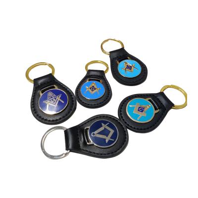 China Custom Masonic Metal Leather Key Chain Leather Key Chain/Wholesale Leather Key Chain Blank for sale