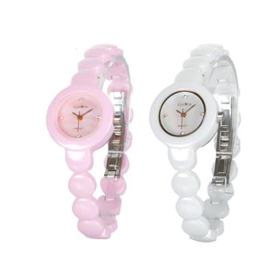 China 2022 New Design Lady Elegant Fashion Watch Waterproof Custom Ceramic Case Pink Quartz Watch for sale