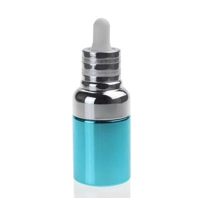 China 20Ml 40Ml Recyclable Luxury Silver Shoulder Essential Oil Glass Bottle,Wholesale Blue Yellow Cosmetic Glass Dropper Bottle for sale