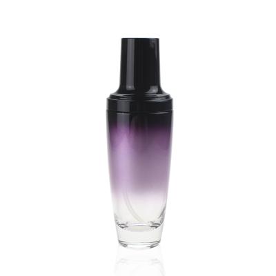 China Glss Pump Cosmetic Packaging 30ml Empty Glass Purple Lotion Pump Packaging Or Spray Bottle In Stock For Skin Care For Wholesales for sale