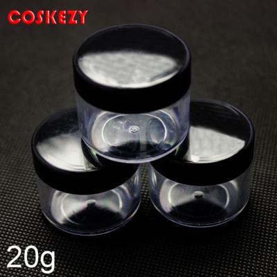 China 20G Jar, 20g Wholesale Black Cream Container Empty Clear Cosmetic Skin Care Cream, Plastic Bottle for sale