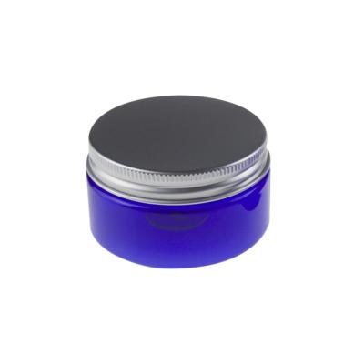 China Beauty Packaging Wholesale 50G Empty Blue PET Cream Jar, Cream Bottle With Aluminum Lid, 50ml Plastic Blue Cosmetic Container for sale