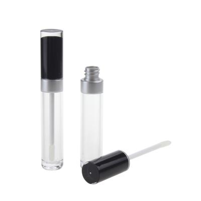 China 8ml Clear and Black Plastic Clear Plastic Cosmetic Makeup Lip Gloss Empty Lipstick Tubes, Wholesale High Quality Plastic Lip Gloss Tube with Black Lid for sale