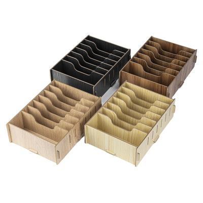 China Modern Stylish Office Multi Grid Voucher Storage Box Wooden Bill Register Storage Rack for sale