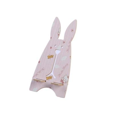 China Fashionable and beautiful modern adjustable mobile phone stand mobile rabbit shaped cheap wooden assembled stand for sale