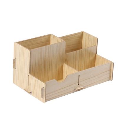 China Viable China Supplier Storage Box Wooden Desktop Sundries Pen Holder For Students for sale