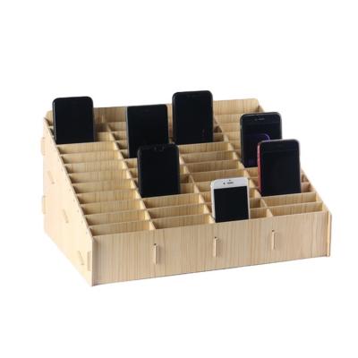 China Viable Wholesale Portable Case Storage Organizer Wooden Cell Phone Storage Box With 48 Compartments for sale