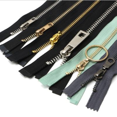 China Wholesale Durable Fancy Jacket Custom Gold Metal Zipper Pocket Hoodies 5 Band Zipper Roll For Bags Pants for sale