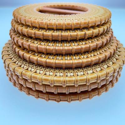 China Manufacturer Custom Wood Color Durable Luxury Round Circle Rattan Plastic Buckle For Belts for sale