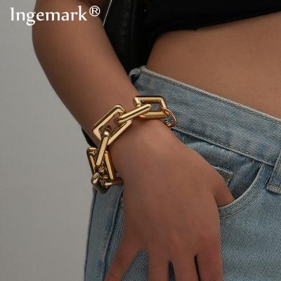 China Punk Exaggerated Cuban Twisted Lock Bracelets Steampunk CCB Chain Bracelet Boho Bracelet Women Men Punk Armband Hand Jewelry for sale