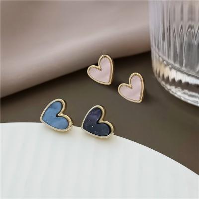 China Simple S925 needle earrings INS style peach heart earrings small earrings female temperament exquisite sweet Korean silver punk love for sale