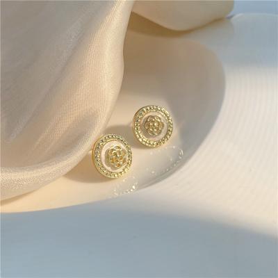 China TRENDY Silver Round Three-Dimensional Soft Earring Petals Soft S925 Needle Ear Clips Camellia Stud Earrings for sale