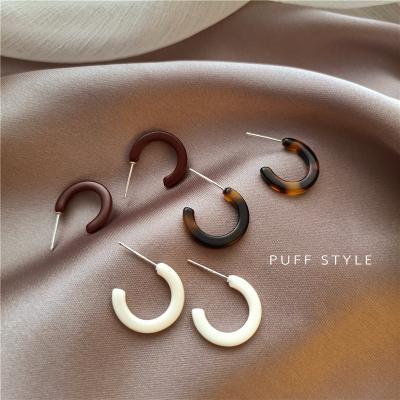 China Central Institute of Statistics Japan acrylic c-shaped silver S925 needle earrings punk and South Korea Dongdaemun temperament retro simple earring circle earrin for sale