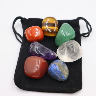 China 7pcs/Set Africa Natural Stone Reiki Tumbled Stone Rock Quartz Yoga Energy Irregular Polishing Bead For Chakra Healing Decoration for sale