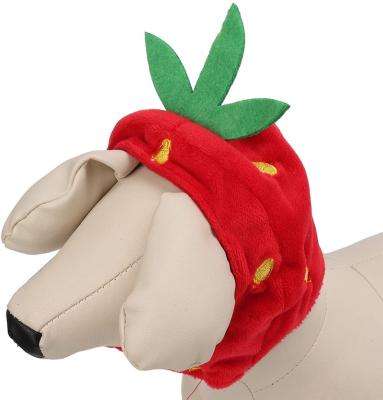 China Strawberry Viable Hat Hat Costume Adjustable Comfortable Pet Costume Decoration for sale