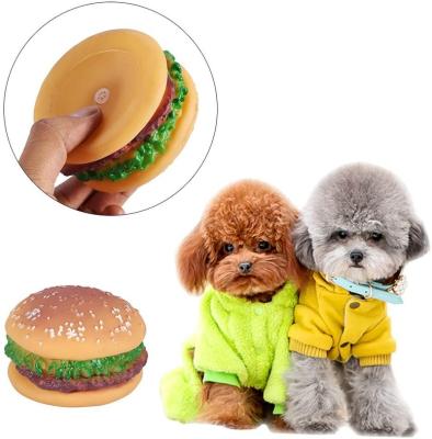 China Small Animals Pet Burger Chew Toys Hamburger Shaped Food Toy Squeaky Sound Pet Toy for sale