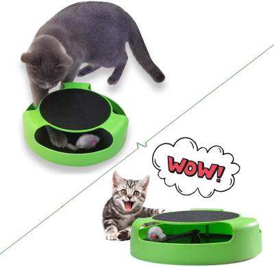 China Viable Pet Supplies Green Pet Toy Cat Play Board Crazy Cat Mouse Turntable Scratching Cat Toy for sale