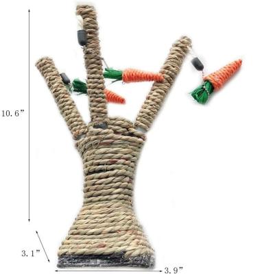 China Viable Toy Tree Bunny Fun Chew Toy Rattan Grass Scratcher Climbing Pet Rabbit Tree Play Carrot Toy for sale