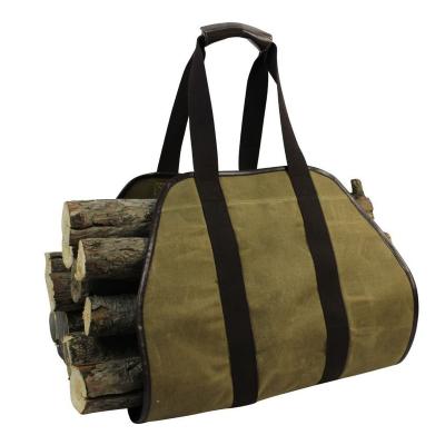 China Custom Waxed Firewood Storage YY Factory Canvas Firewood Log Carrier Tote Bag for Camping for sale