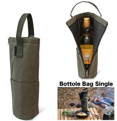 China Outdoor Camping Waterproof Canvas Wine Bag Water Bottle Holder Carrier Eco-Friendly for sale