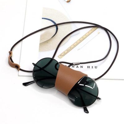 China Eco-Friendly Classic Casual Leather Sunglasses Chain Reading Glasses Hanging Neck Button Case Glasses Largands Strap for sale