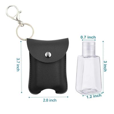 China Household Hand Sanitizer Bottle Holder Leather Key Chain Bags Portable Travel Hand Soap Pouch for sale